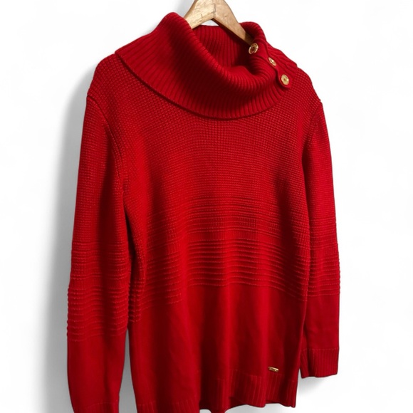 Calvin Klein Vibrant Red Cowl Neck Sweater - Picture 1 of 12